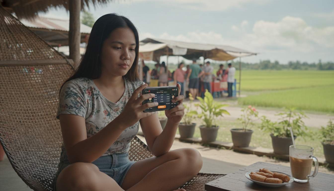 Engaging Betting Experience Excited woman engaging with sports betting on her mobile device